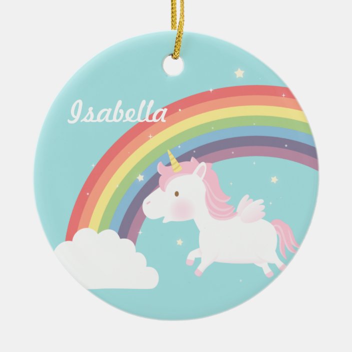 Cute Flying Unicorn Rainbow Girls Room Decor Ceramic Ornament