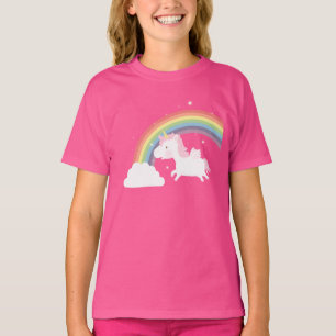 Cute Flying Unicorn Rainbow Girls Tee