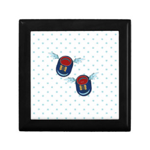 Cute flying winged little shoes in blue & red gift box