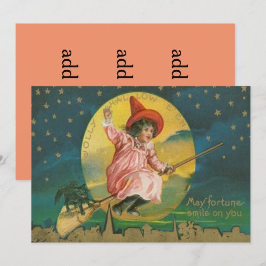 Cute Flying Witch Black Cat Full Moon (Front/Back)