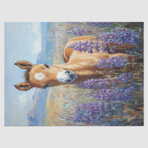 Cute Foal Purple Lupine Flowers Decoupage Tissue Paper