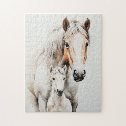 Cute foal with mother horse jigsaw puzzle