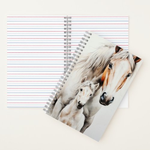 Cute foal with mother horse notebook