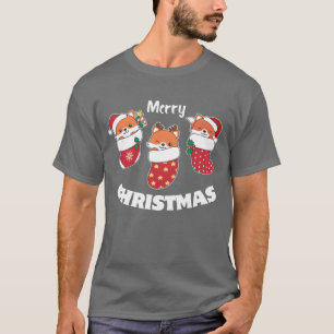 Cute Foes In Christmas Sock For Christmas Fo frien T-Shirt