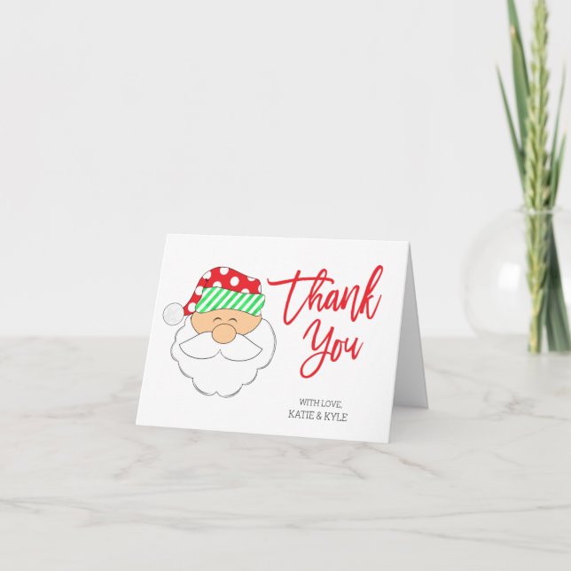 Cute Folded Santa Christmas Thank You Cards (Front)