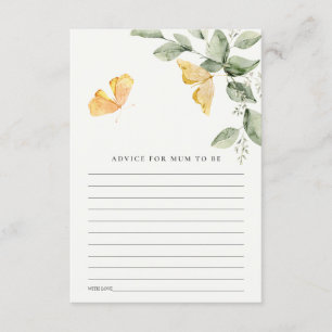 Cute Foliage Butterfly Advice For Mum Baby Shower Enclosure Card