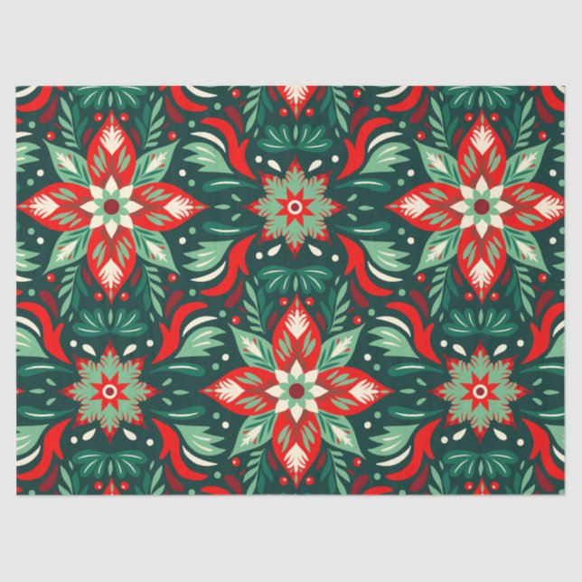 Cute Folk Art Abstract Christmas  Tissue Paper (Front)