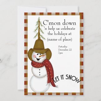Cute Folk Art Cowboy Snowman Christmas