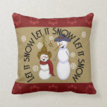 Cute Folk Art Cowboy Snowman Christmas Throw Pillow<br><div class="desc">Original art digitally created by Deborah Miller,  Missouri artist</div>