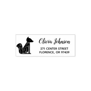 Cute Folk Art Fox Personalized Return Address Self-inking Stamp
