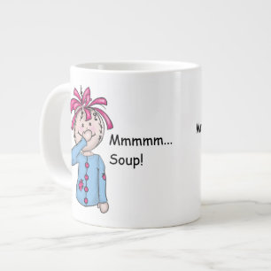 Cute Folk Art Rag Doll Soup Personalize Giant Coffee Mug