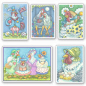 CUTE FOLK ART WHIMSICAL CHICKEN AND HEN STICKERS | Zazzle