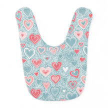 Cute Folk Floral Heart Dusty Blue Blush Pink Name