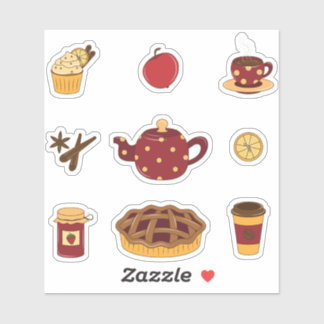 Cute food and drink set stickers