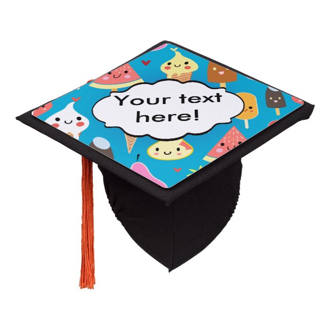 Cute food characters clipart graduation cap topper (Angled)