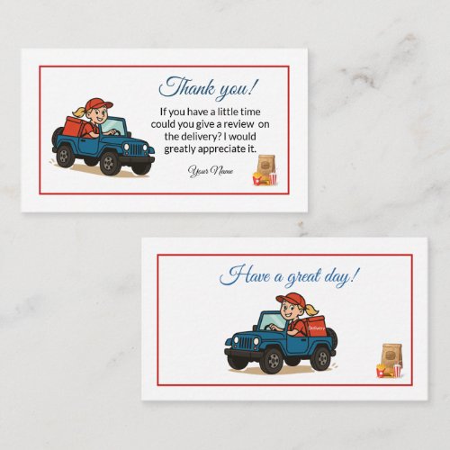 Cute Food Delivery Driver Thank You Card for Deliv