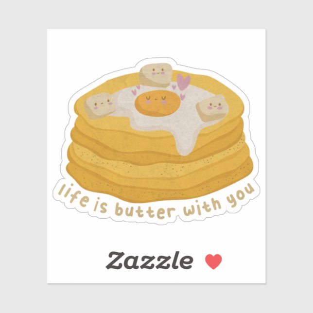  Cute Food Pun: Life is Butter with You Sticker (Sheet)
