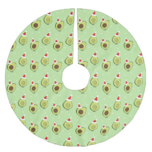 Cute Food Santa Hat Avocado Christmas Brushed Polyester Tree Skirt