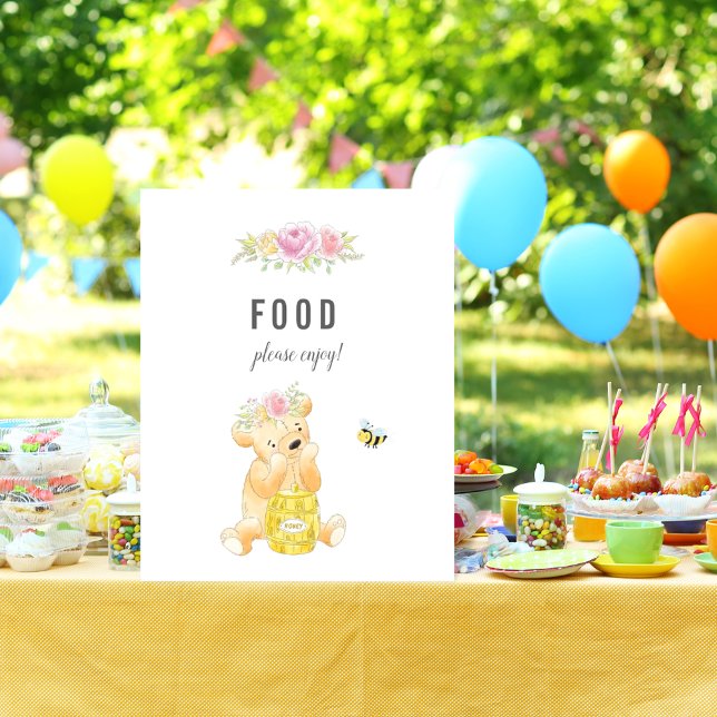 Cute Food Table Girl Teddy Bear Baby Shower Poster (Creator Uploaded)