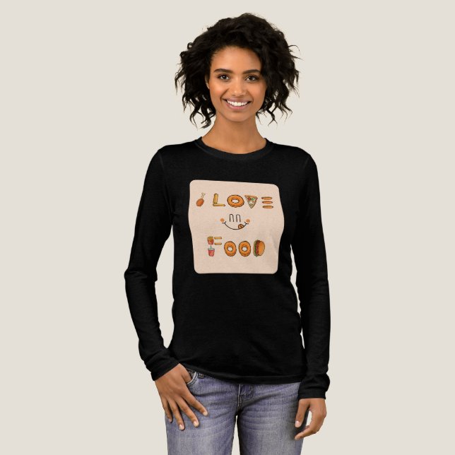 Cute Foodie Design with Pizza, Donuts, Burger & Fr Tri-Blend Shirt (Full Front)