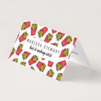 Cute Foodie French Fries Pattern Business Card by BlackStrawberry_Co at Zazzle