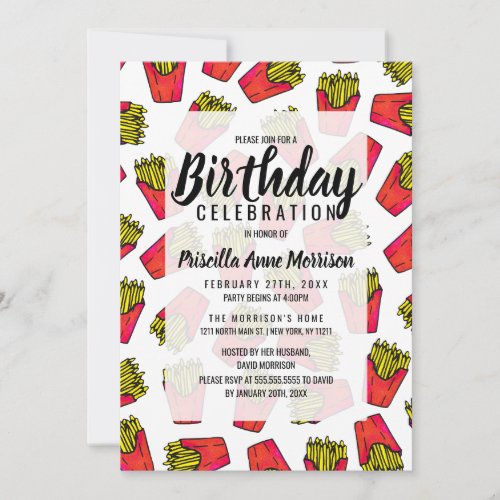 Cute Foodie French Fries Pattern Invitation