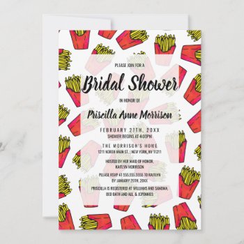 Cute Foodie French Fries Pattern Invitation by BlackStrawberry_Co at Zazzle