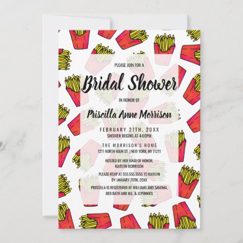 Cute Foodie French Fries Pattern Invitation