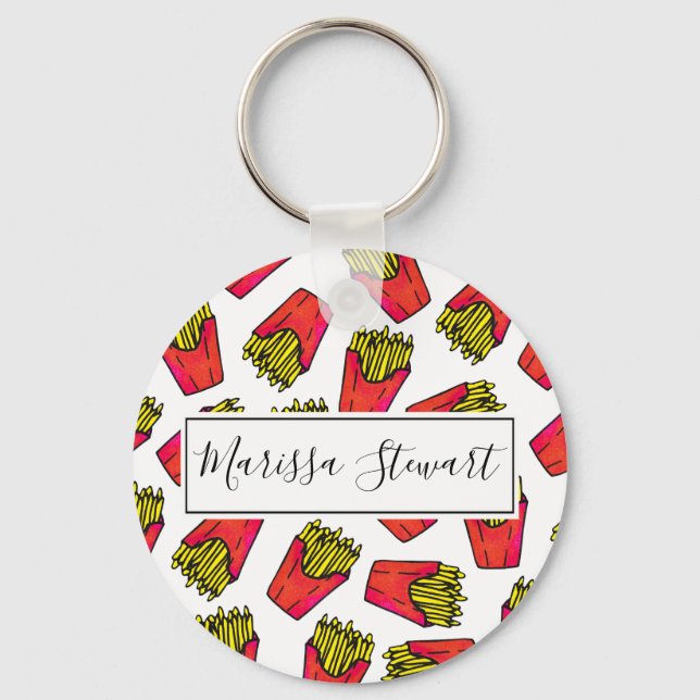 Cute Foodie French Fries Pattern Keychain (Front)