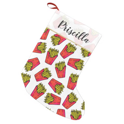 Cute Foodie French Fries Pattern Small Christmas Stocking