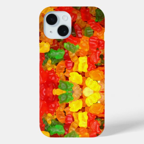 cute foodie rainbow colourful candy Gummy Bear iPhone 15 Case