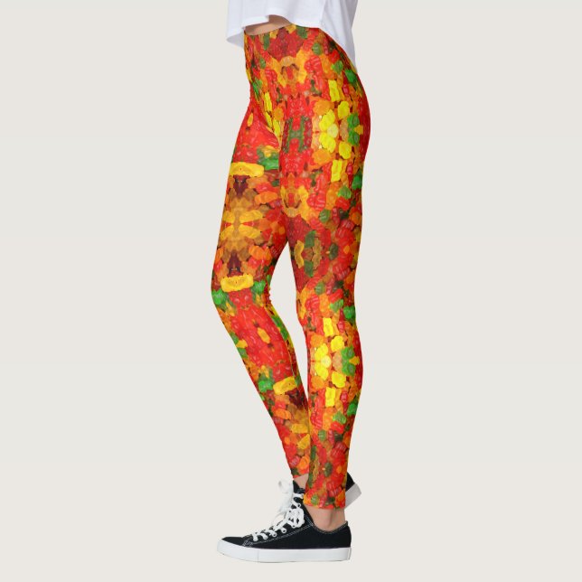 cute foodie rainbow colourful candy Gummy Bear Leggings (Left)