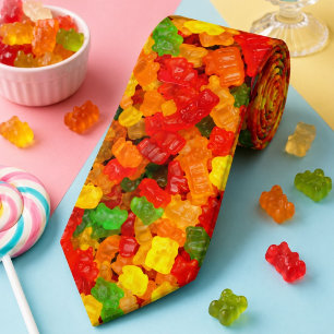 cute foodie rainbow colourful candy Gummy Bear Neck Tie