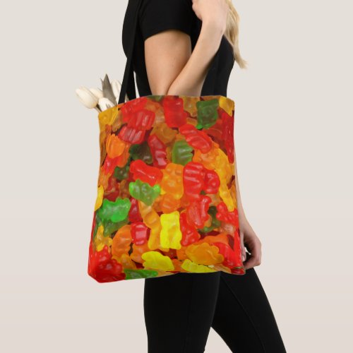 cute foodie rainbow colourful candy Gummy Bear Tote Bag