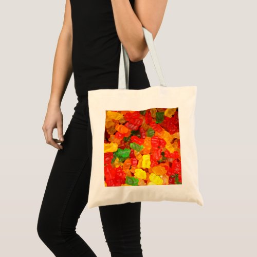 cute foodie rainbow colourful candy Gummy Bear Tote Bag