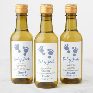 Cute Foot Print Baby Shower Favor Mini Bottle  Wine Label