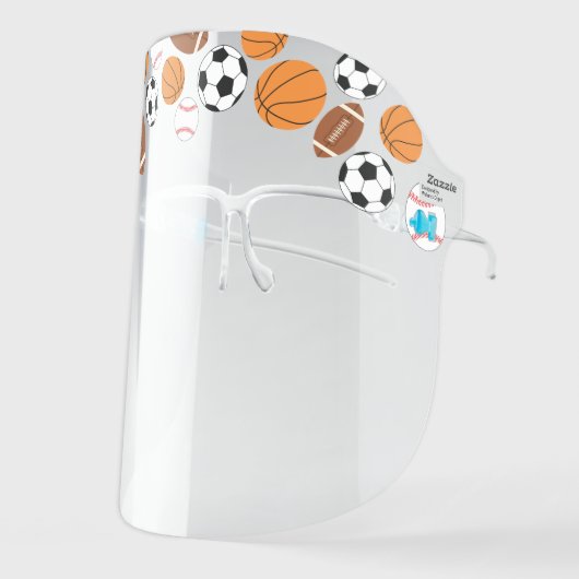 Cute Football Basketball Baseball Soccer Sports Face Shield (Front Left)