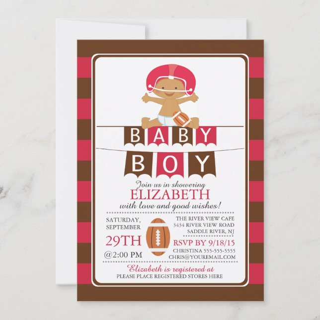 Cute Football Boys Baby Shower Invitation (Front)