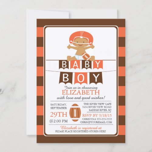 Cute Football Boys Baby Shower Invitation