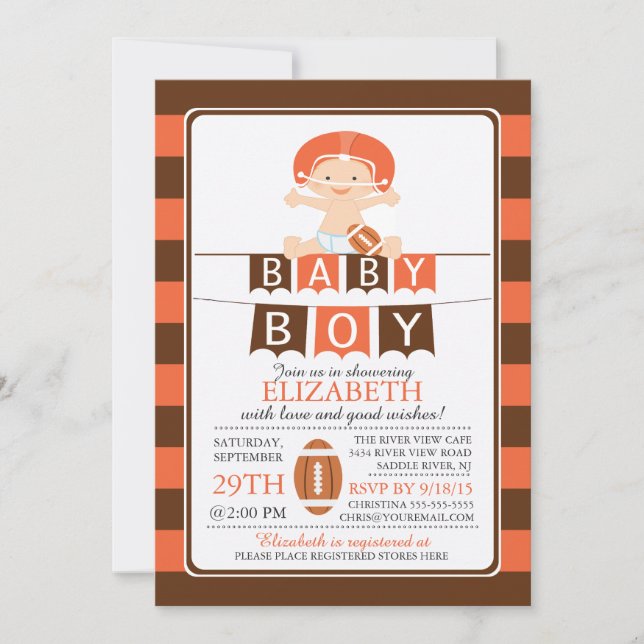 Cute Football Boys Baby Shower Invitation (Front)