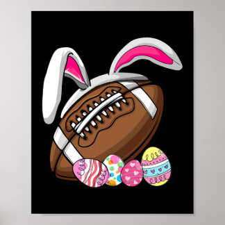 Cute Football Bunny Ears Easter Eggs Kids Girl Poster