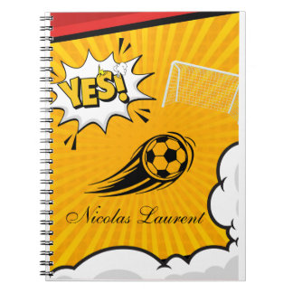 Cute football custom yellow Spiral photo Notebook
