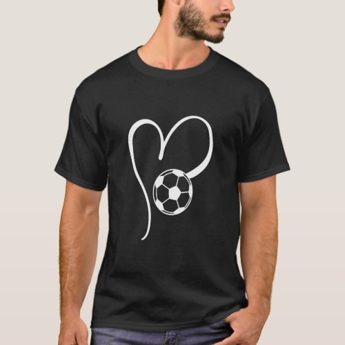 Cute Football Love Heart Soccer Women Mom  T_Shirt