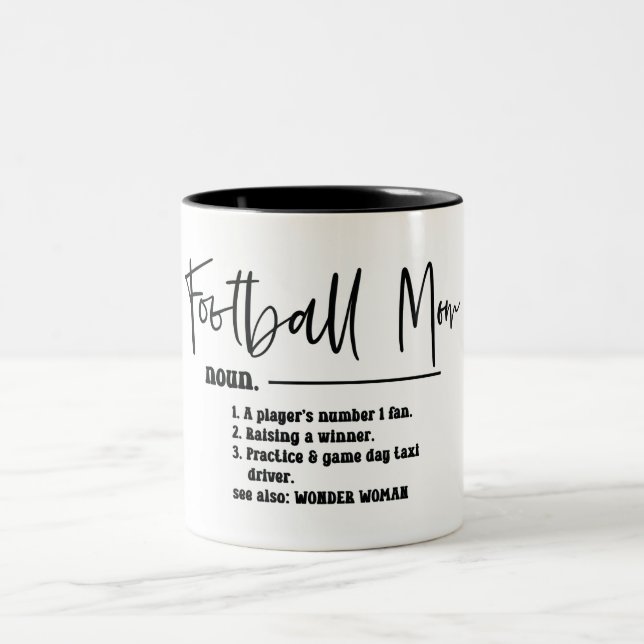 Cute Football Mom Definition Two-Tone Coffee Mug (Center)