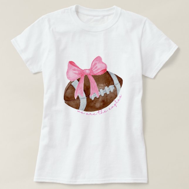  Cute Football Mom Shirt, Custom Mascot Bow Shirt, T-Shirt (Design Front)