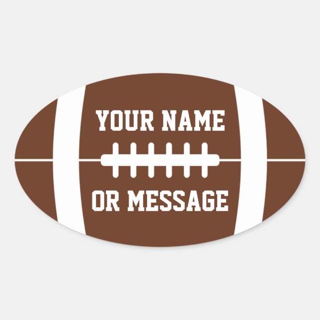 Cute Football Personalized Oval Sticker (Front)