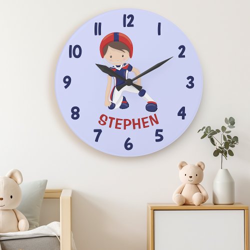 Cute Football Player Kids Room Large Clock