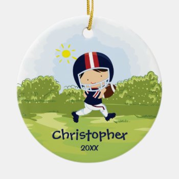 Cute Football Player Sport Christmas Ornament by celebrateitornaments at Zazzle