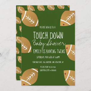 Cute Football Sports Baby Shower Green Invitation