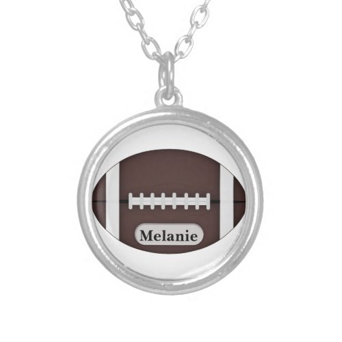 Cute Football with Customizable Name Silver Plated Necklace